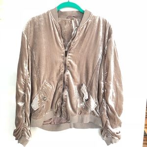 Free People Ruched Velvet Bomber